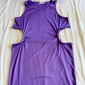 Purple Sleeveless Slit Leg Cutout Dress
